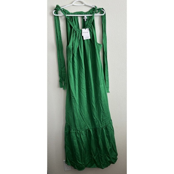 & OTHER STORIES Halterneck Gathered Tier Dress Maxi‎ Dress Green Size 6 NWT - Picture 2 of 13